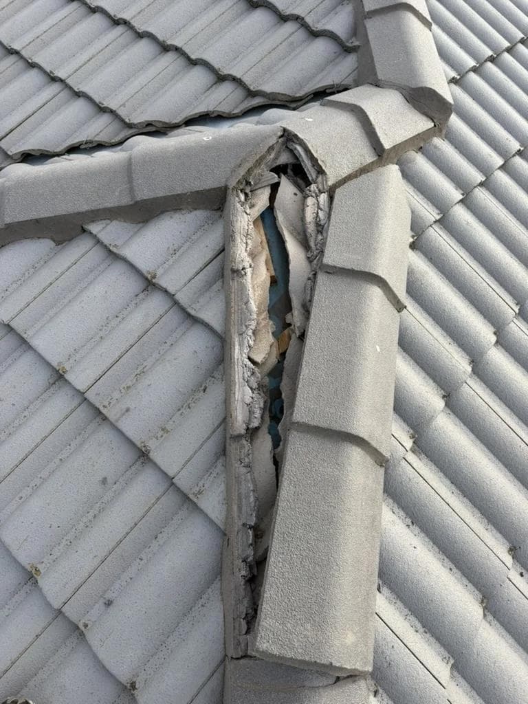 Cracked roof tiles causing leaks in Sunbury