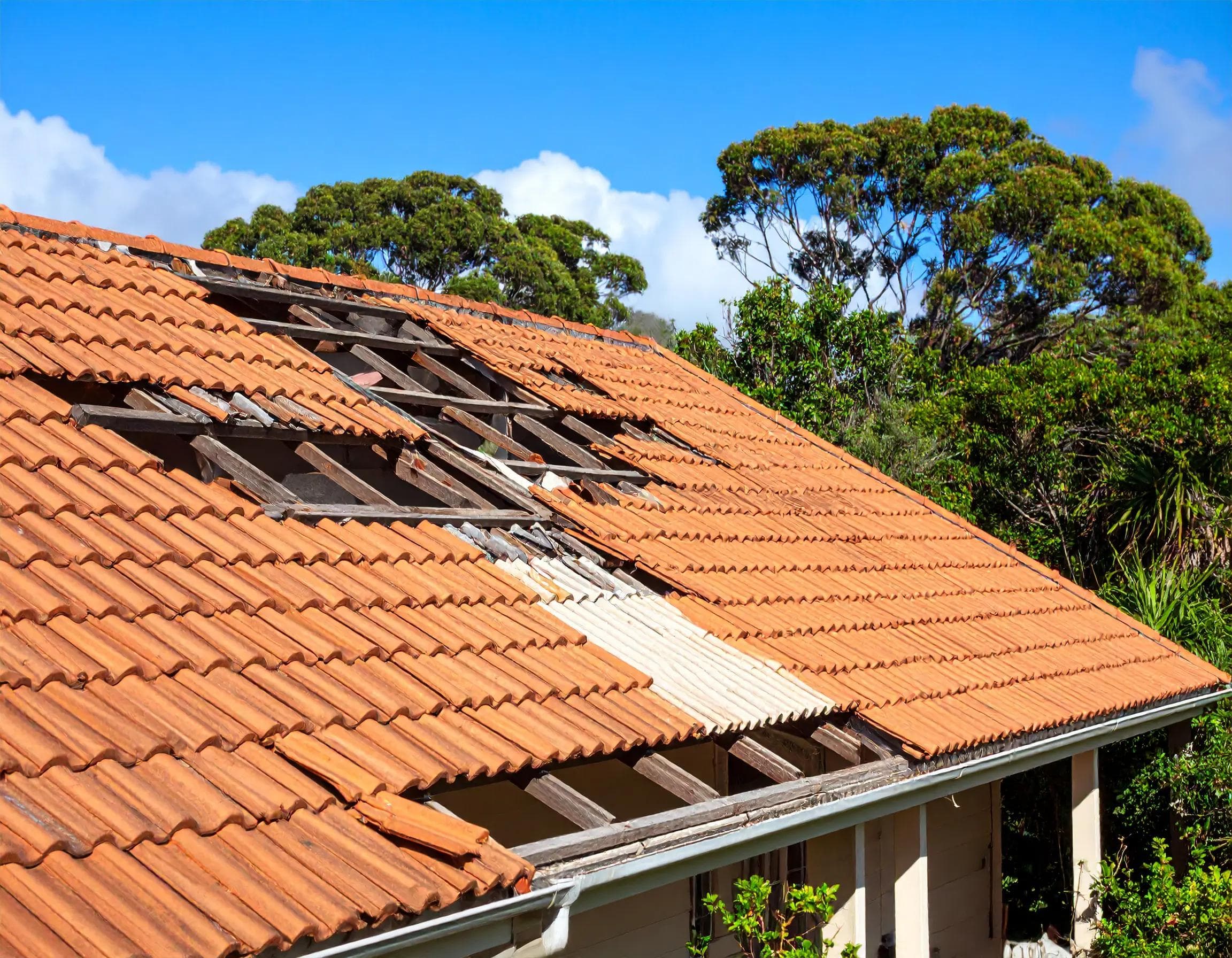 Storm and wind damage to a roof in Sunbury